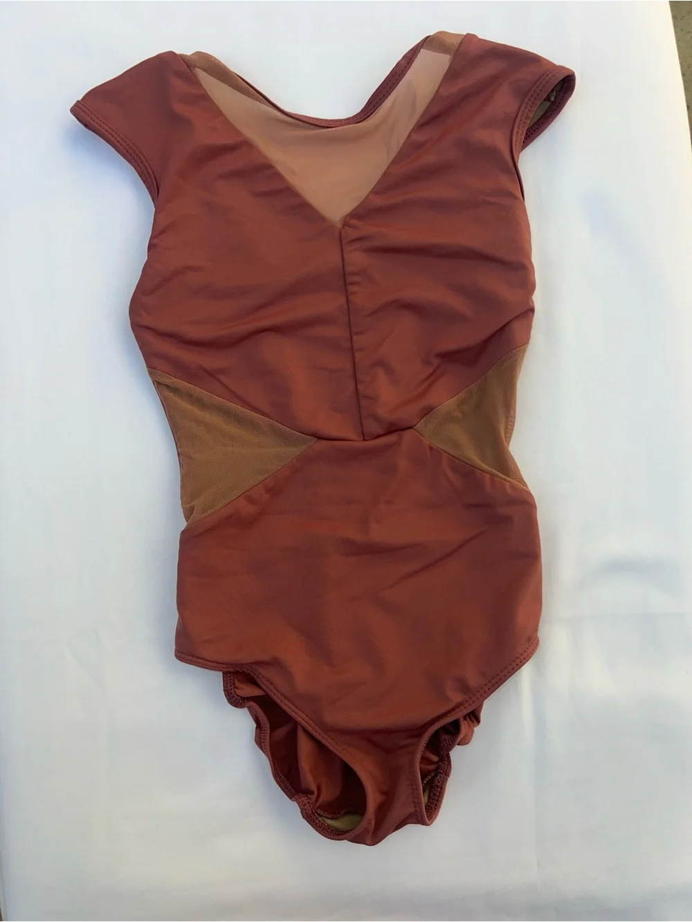 Girls Rust Mesh-Panel Dance Leotard